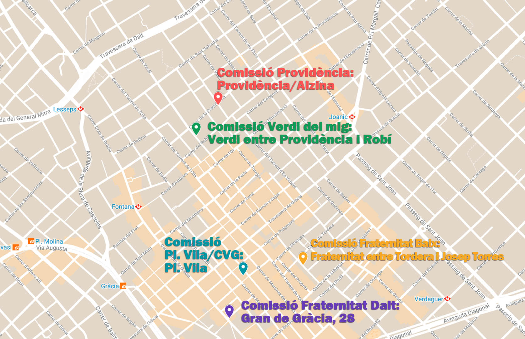 Mapa parades Sant Jordi comissions
